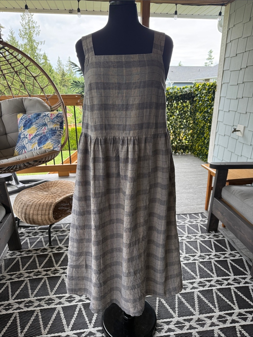 Grizas | Check Plaid Linen Dress